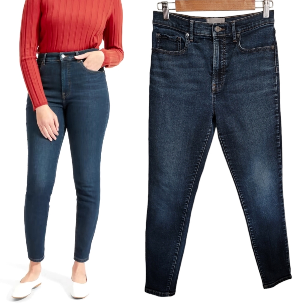 Everlane High Rise Skinny Ankle Jeans in Dark Blue Wash